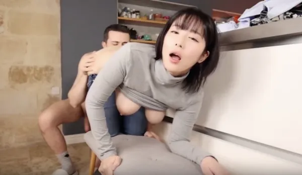 Busty Girlfriend Stripped & Pounded in the Kitchen